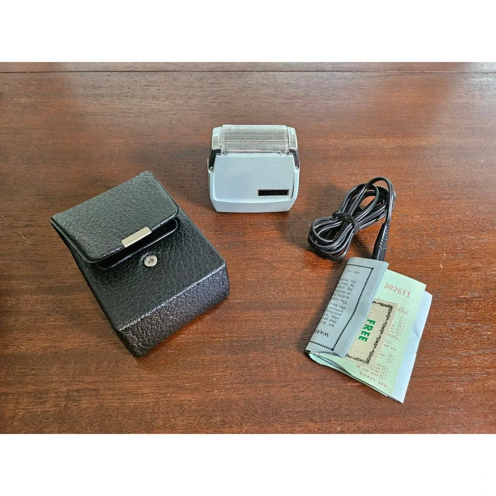 Vintage Schick Electric Shaver Razor Mens OS Gray Model 206 Trimmer Case